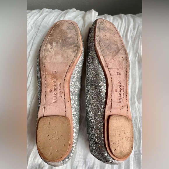 kate spade ♠️ Fontana Too Silver Glitter Ballet size 8.5 - Picture 11 of 11